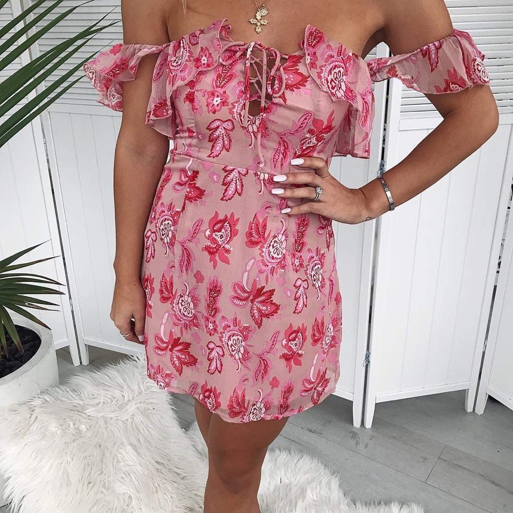 White Fox Boutique Same Love Pink Floral Mini Dress